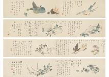 CHIKUDEN Tanomura 1777-1835,Strange Vegetables (image and calligraphy / a set,1822,Mainichi Auction 2019-03-09