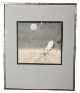 CHIKUDO Kishi 1826-1897,Cat on a tree branch, under the silver Moon,Duke & Son GB 2022-05-26