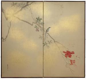 CHIKUDO Kishi 1826-1897,Magpie and Red Maple,Christie's GB 2019-11-07
