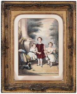 CHILDE James Warren 1778-1862,Portrait of Three Children in Garden with a Spani,1828,Brunk Auctions 2023-07-13