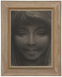 CHINAS Joaquin 1924,Portrait of a young girl,1958,John Moran Auctioneers US 2015-04-28