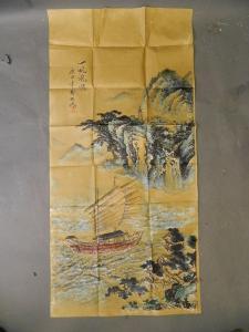 CHINESE SCHOOL,A junk on a lake with mountains beyond,Crow's Auction Gallery GB 2015-09-16