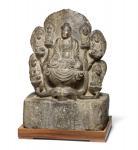 CHINESE SCHOOL,Buddha seated in the center on a lotus throne with,Bruun Rasmussen DK 2023-06-14