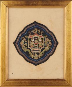 CHINESE SCHOOL,Chinese Embroidered Medallion 19th Century,Shapiro AU 2016-12-06