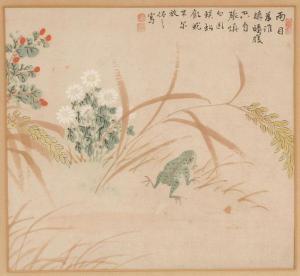 CHINESE SCHOOL,depicting a frog within the floweringundergrowth,Ripley Auctions US 2010-08-21