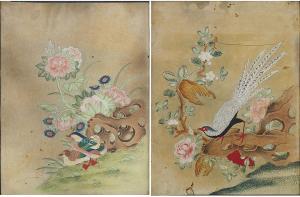CHINESE SCHOOL,depicting mandarin ducks and a pheasant in garde,Stockholms Auktionsverket 2016-06-07