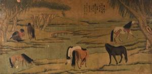 CHINESE SCHOOL,huit chevaux dans un paysage de rivière,Hotel des ventes Giraudeau FR 2019-03-02
