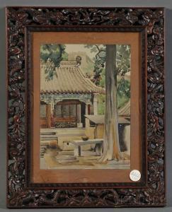 CHINESE SCHOOL,Rosewood frame carved in openwork withscaly dragon,Skinner US 2011-06-02