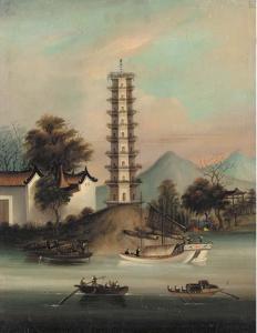 CHINESE SCHOOL,THE NINE-STAGE PAGODA AT WHAMPOA ANCHORAGE,1850,Christie's GB 2002-01-23