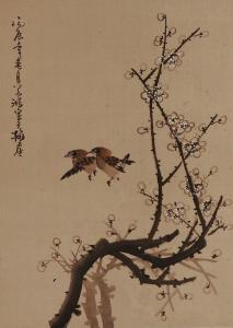 CHINESE SCHOOL,Two sparrows and blossom,Mallams GB 2014-10-22