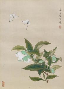 CHINESE SCHOOL,WHITE MAGNOLIA AND A PAIR OF CABBAGE BUTTERFLIES.,Van Ham DE 2015-12-03