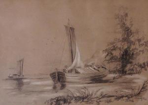 CHINNERY George 1774-1852,Boats &amp; Figures On A River,1805,Maynards CA 2013-09-18