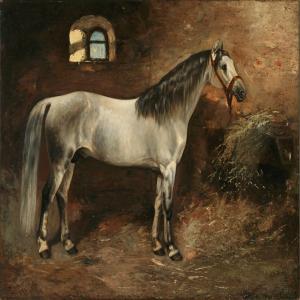 CHIRKIN Aleksandr Dmitrievich,Whiteand grey horse in a stable,1876,Bruun Rasmussen 2010-05-31