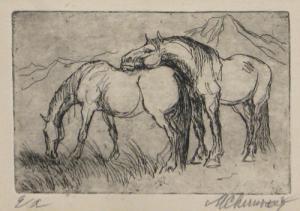 CHIRNOAGA Marcel 1930-2008,Horses,Alis Auction RO 2009-03-28