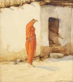 CHIROVICI George 1883-1968,Tatar woman in front of the house (Sabria),1927,Artmark RO 2011-07-17