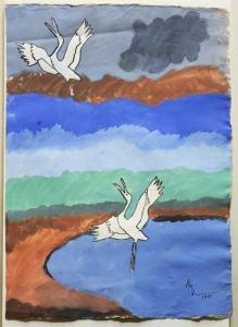 CHITARKAR Ajaib 1924,Cranes,1997,Clars Auction Gallery US 2011-01-08
