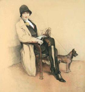 chlosser robert 1880-1943,A Seated Lady with a Dog,1928,Palais Dorotheum AT 2008-11-29