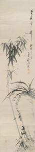 CHOKUNYU Tanomura 1814-1907,Blühende Orchidee auf Felsen neben Bambus,Nagel DE 2017-12-06
