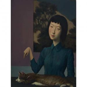 CHONG WANG JEFFREY 1979,WANG GIRL PLAYING WITH CAT,2017,Waddington's CA 2018-10-20