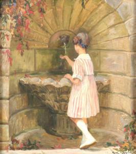 CHOQUET René Maxime 1875-1939,Mädchen am Brunnen Junges Mädchen in einem,1907,Auktionshaus Citynord 2021-04-22