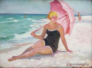 CHOREMBALSKI Wawrzyniec 1888-1965,Na plaży na helu,1924,Sopocki Dom Aukcjny PL 2023-05-17