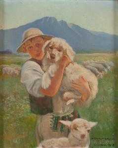 CHOREMBALSKI Wawrzyniec 1888-1965,Shepherd with a sheepdog,1948,Desa Unicum PL 2023-07-06