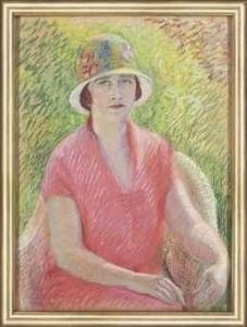 CHRISTEN Jeanne,Portrait of lady, seated, wearing a pink dress and,1924,Christie's 2011-03-01