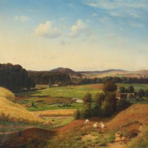 CHRISTENSEN E 1900-1900,Hilly landscape with grazing sheep,Bruun Rasmussen DK 2016-05-02
