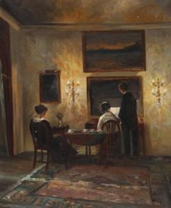 CHRISTENSEN Emilie 1872-1922,Interior with reading women,Bruun Rasmussen DK 2021-06-28