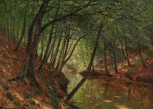 CHRISTENSEN Godfred B.W. 1845-1928,Stream and sunlight among trees,Bruun Rasmussen DK 2024-03-04