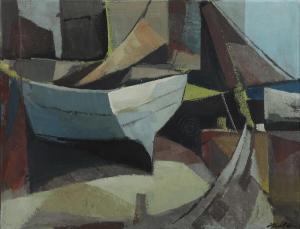 CHRISTENSEN Helge 1913-1986,Bådeplads,1974,Bruun Rasmussen DK 2024-01-23