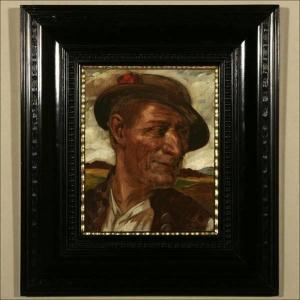 CHRISTIAN Justus 1800-1900,MAN WITH HAT,John Moran Auctioneers US 2006-05-02