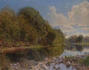 Christiansen Godfried 1845-1928,A river landscape.,1877,Bonhams GB 2006-07-04
