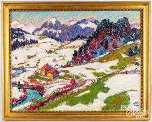 CHRISTIANSEN Hans 1866-1945,mountainous winter landscape,Pook & Pook US 2023-04-13