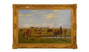 CHRISTIANSEN Niels Peter,Horses and Cattle, Grazing Near an Estuary,1917,Gerrards 2009-08-13