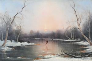 CHRISTIANSEN Nils Hans 1850-1922,Skaters on a frozen lake by moonlight,Woolley & Wallis 2024-03-06