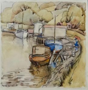 CHRISTIE Bessie 1904-1983,Untitled - Boats,International Art Centre NZ 2017-09-19