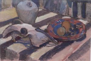 CHRISTIE Fyffe 1918-1979,TABLE TOP WITH CONCH SHELL HORN AND FRUIT,1974,Great Western GB 2023-03-01