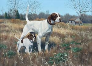 CHRISTIE Robert 1800-1900,Pointer and Puppy in Field,1991,Copley US 2024-02-23