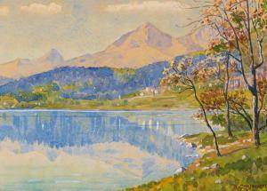 CHRISTOFFEL Anton 1871-1953,Seeufer und Berglandschaft,Schuler CH 2020-09-14