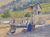 CHRISTOFFEL Anton 1871-1953,Washerwoman at the village well.,Galerie Koller CH 2008-06-20