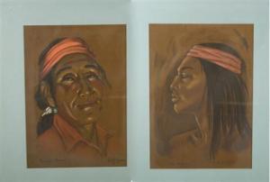 CHRISTOFFERSEN gerda 1917-2012,Navajo Brave and Blue Mountain,Gray's Auctioneers US 2009-06-20
