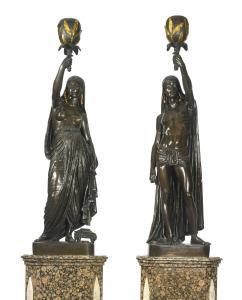 CHRISTOPHE ARMAND FRANÇOIS,DEUX ESCLAVES INDIENS PORTANTS DES TORCHES,1824,Sotheby's 2016-05-18