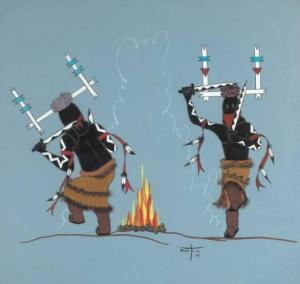 CHRISTOPHER THOMAS 1961,Untitled (Two Gaan Dancers),1974,Santa Fe Art Auction US 2022-03-12