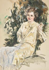 CHRISTY Howard Chandler 1873-1952,Woman Seated in a Garden,1934,Bonhams GB 2023-08-23
