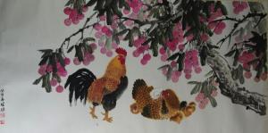 CHU HUANG Fong,Chickens resting under lychee tree,888auctions CA 2014-02-13