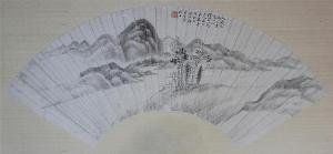 CHUNNIAN ZHU 1800-1900,FAN LANDSCAPE PAINTING,1902,Potomack US 2014-10-18