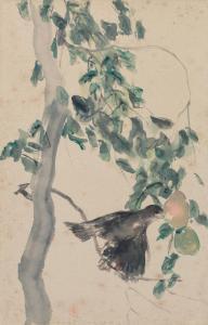 CHUONG PHAM THUC 1918-1983,Vogel beim Früchtepicken,Beurret Bailly Widmer Auctions CH 2023-06-21