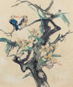 CHUONG PHAM THUC 1918-1983,Zwei Vögel auf einem Ast,Beurret Bailly Widmer Auctions CH 2023-06-21