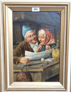 CIAPPO Giovanni C 1900-1900,Old couple reading a paper,Great Western GB 2020-09-04